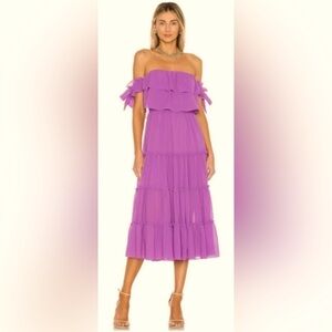Misa Los Angeles × REVOLVE Cold Shoulder Tiered Micaela Midi Dress in Lilac